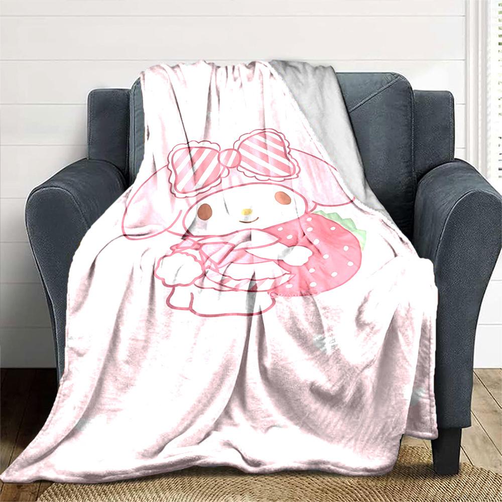 1pc strawberry my melody blanket Lightweight Flannel Throw for Sofa Bed Travel Camping Livingroom Office Couch Chair