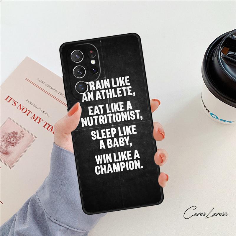 Training Workout Gym Crossfit Quote Phone Case For Samsung Galaxy S24 S25 S23 S22 Ultra Note 10 20 Plus S20 S21 FE Cover