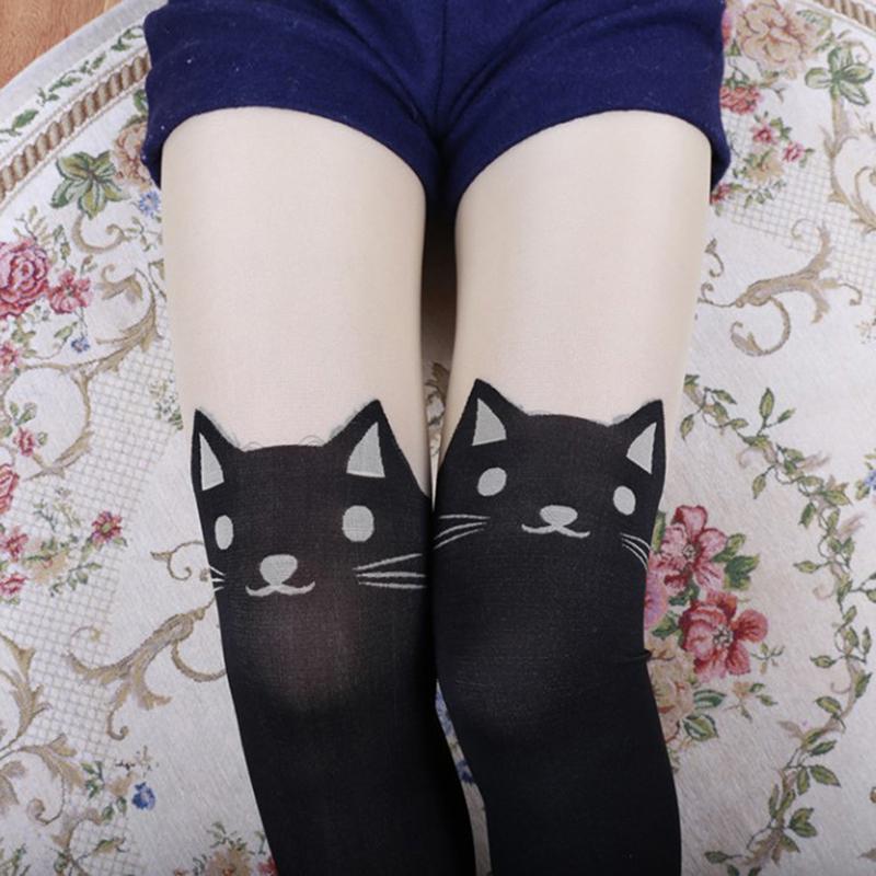 Women Sexy Cute Cartoon Cat Tail Sexy Thin Pantyhose Hosiery Tattoo Stockings