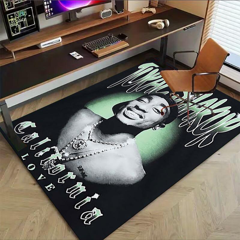 1pc Tupac Shakur California Love Home Office, Durable Polyester Floor Mat with Easy, Office Decor, Urban Style, Nonslip Backing
