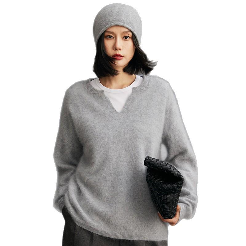 Women's Thickened Cashmere V-Neck Sweater - Autumn/Winter Knitwear