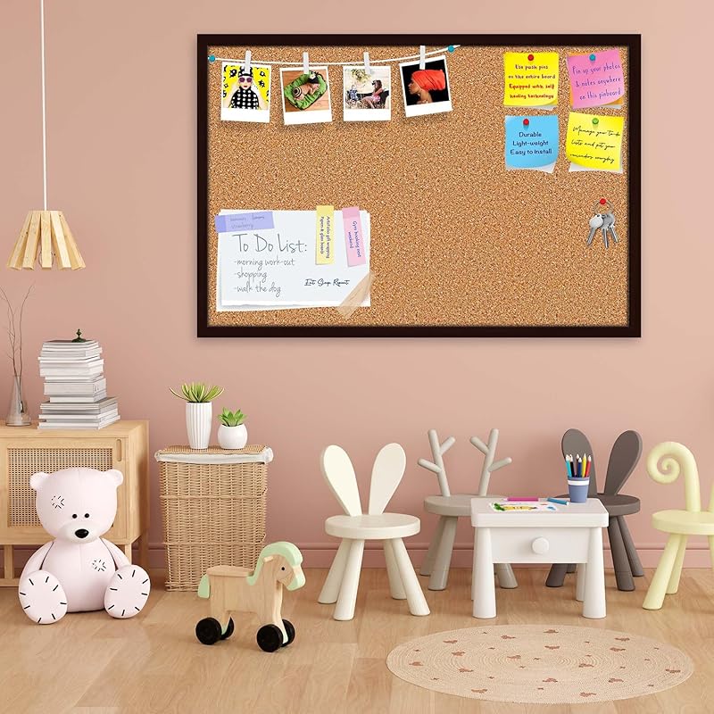 ArtzFolio Cork Board | Bulletin Board Notice Pin Board | Vision Soft Board Combo with Thumb Push Pins & Sticky Notes | D