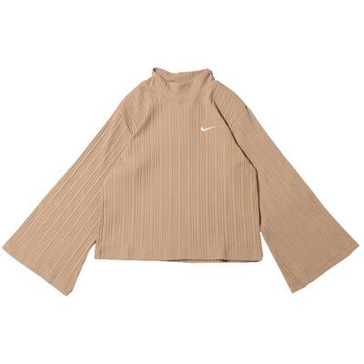 Ribbed Knit High Neck Long Sleeve T-Shirt Women Tops Maize DM6400-200