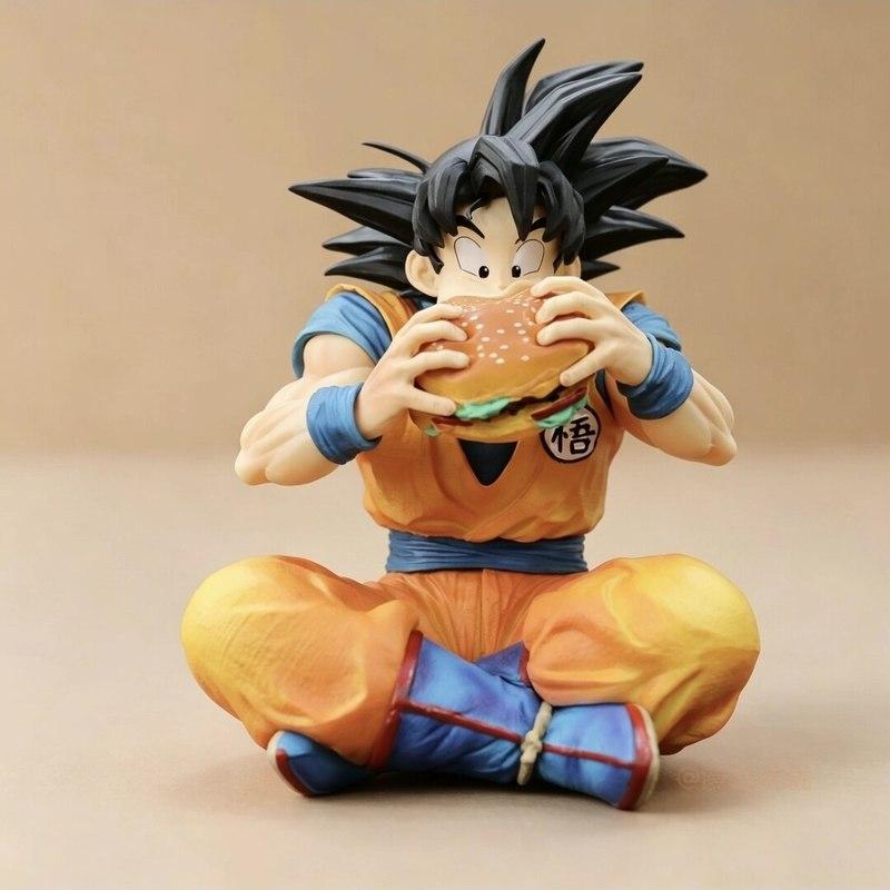 Jt Statue Son Goku Vegeta Figure Goku Eat Hamburger 15cm/5.91inch Pvc Action Figures Collection Model Toys Gifts