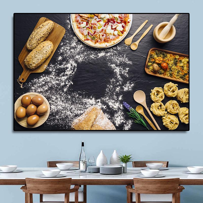 Lezzetli İtalyan Makarna HD Resimler Spagetti Makarna Domates Soslu Yemek Odası Mutfak Duvar Dekorasyonu için Tuval Boyama