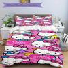 3pcs Hello Kitty, Teddy Bears Breathable Polyester Bedding Set Soft Duvet Cover and 2 Pillowcases,Suitable for All Seasons, 082658b