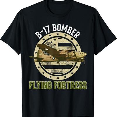 חולצת טישרט מטוס מפציץ B-17 המבצר המעופף מלחמת העולם השנייה