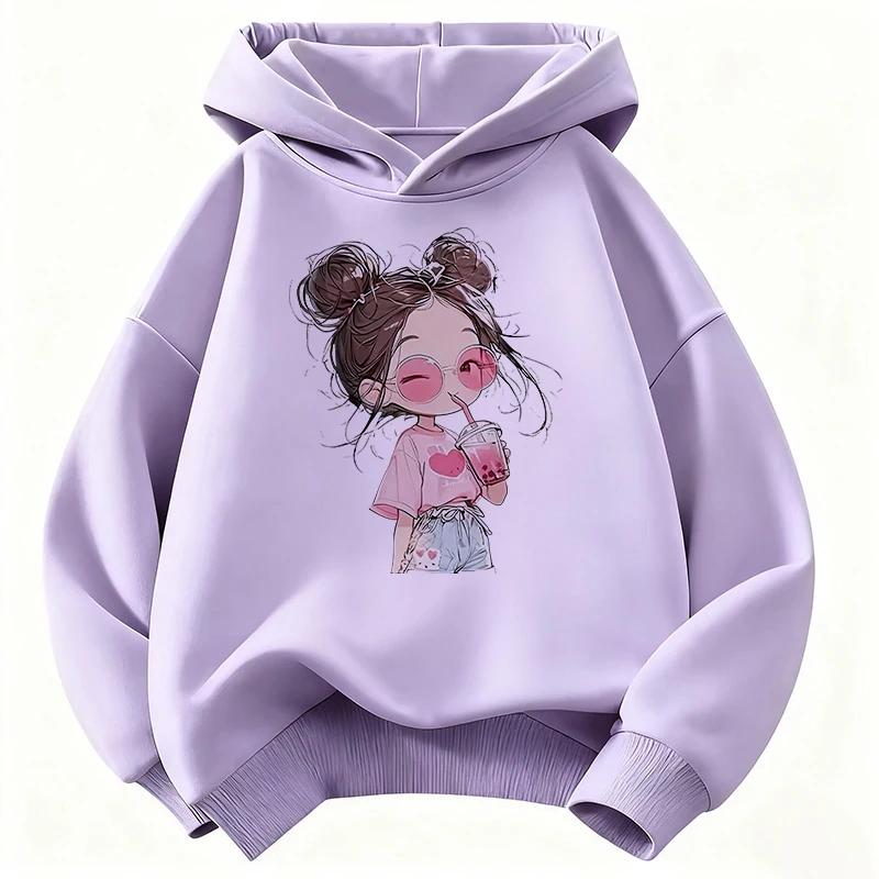 Latest hip-hop children's hooded casual sports shirt - Boys and girls' niche fruit beverage printed pullover