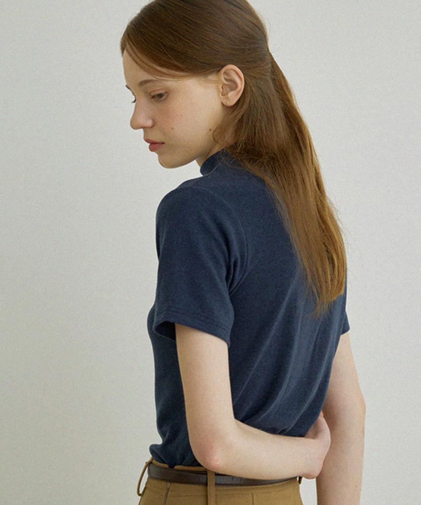 Aejeuipeu Essential Wool Half-Neck T-Shirt (Blue)
