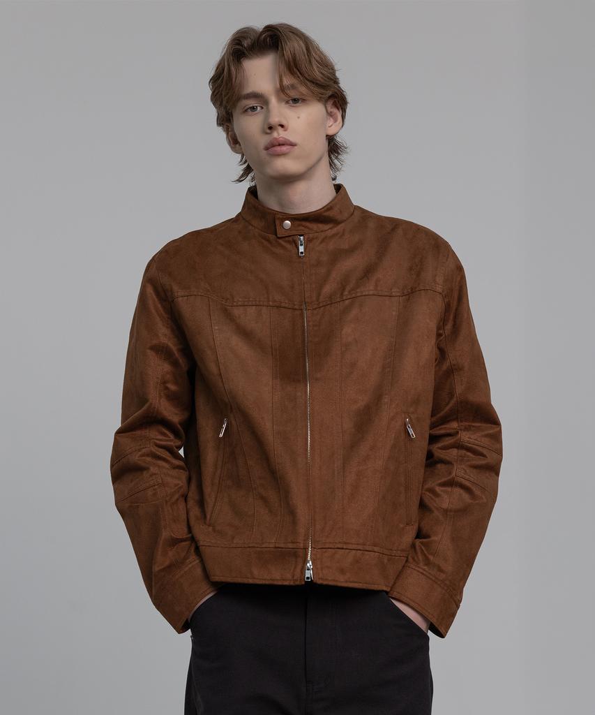 DECOROSO Biker Synthetic Suede Jacket [Brown]