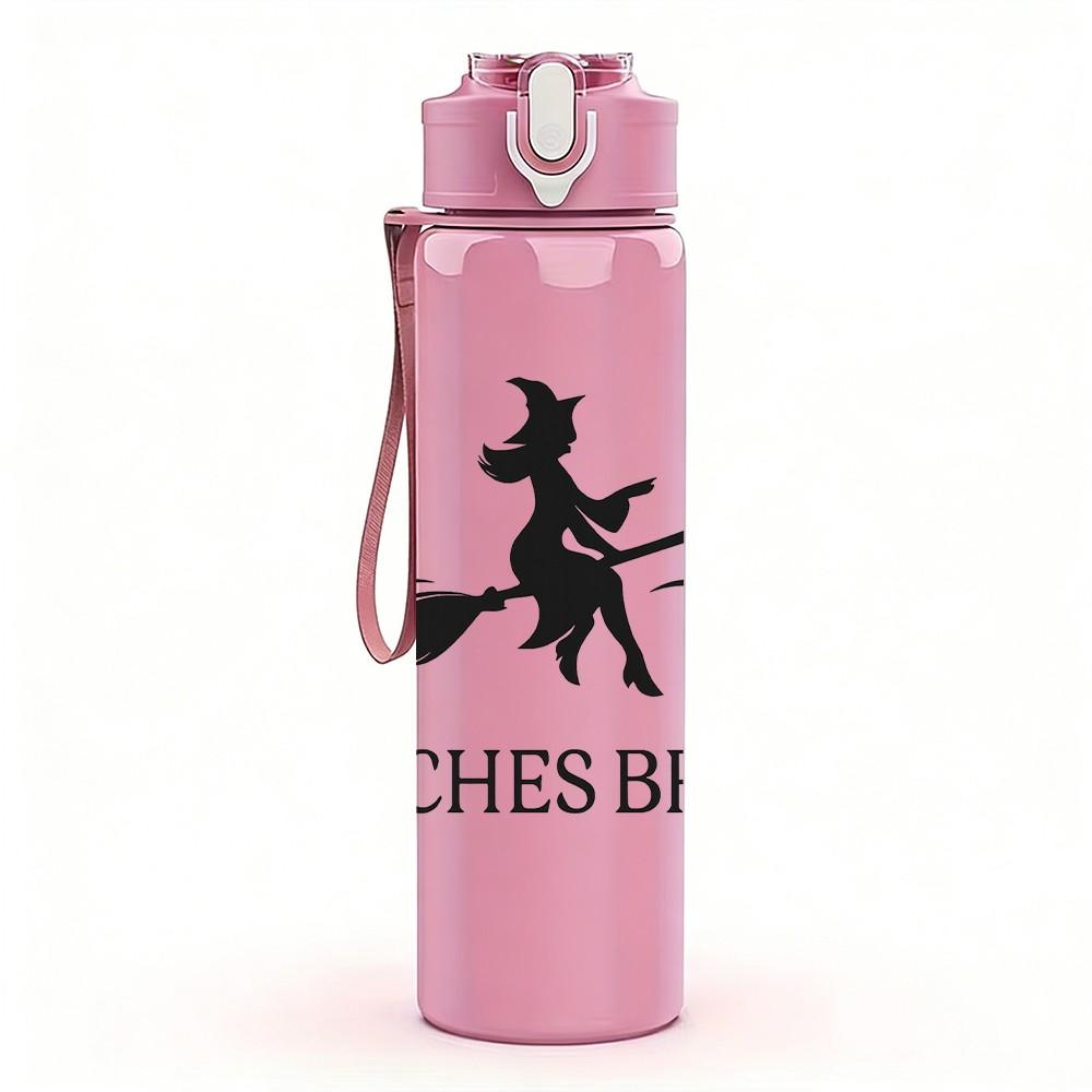 1PC Witches Brew Witch Silhouette 750ml Color Plastic Sports Water Bottle Leakproof Flip Straw Lid Suitable for Sports Office Home Use