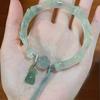Chinese Antique Style Imitation Jade Lotus Bangle Chinese Style Tassel High-End Bamboo Bracelet Collection Jewelry Gift Femme