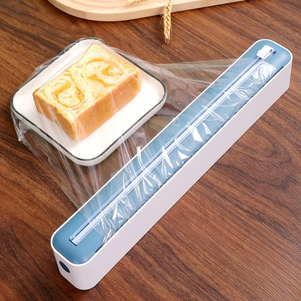 Household Kitchen Wrap Dispenser with Foil & Cling Film Cutter Box, Fresh Bag