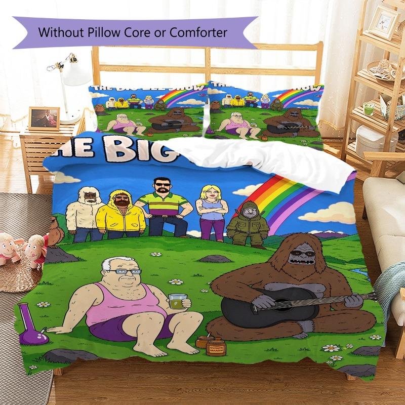 The Big Lez Show Forest Scene 3 Pieces Bedding Set, Cartoon Character Duvet Cover & Pillowcases