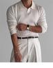 Men's Long-Sleeve Striped Knitted Polo Shirt - Autumn Muscle Fit