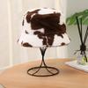 Autumn and Winter Bucket Hat Season Lamb Plush Ear Protector Hat Cute Cow Pattern Show Face Small Bucket Hat