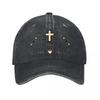 Grateful Faith Cross Word Outline Washed Baseball Cap Outdoor For Womens Unisex FeUnisex Dad Hat