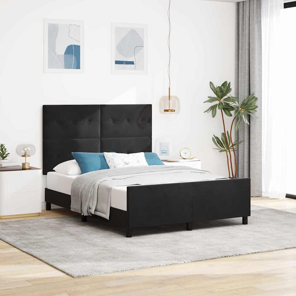 Box Spring Bed with Headboard Black 140 x 190 cm Velvet