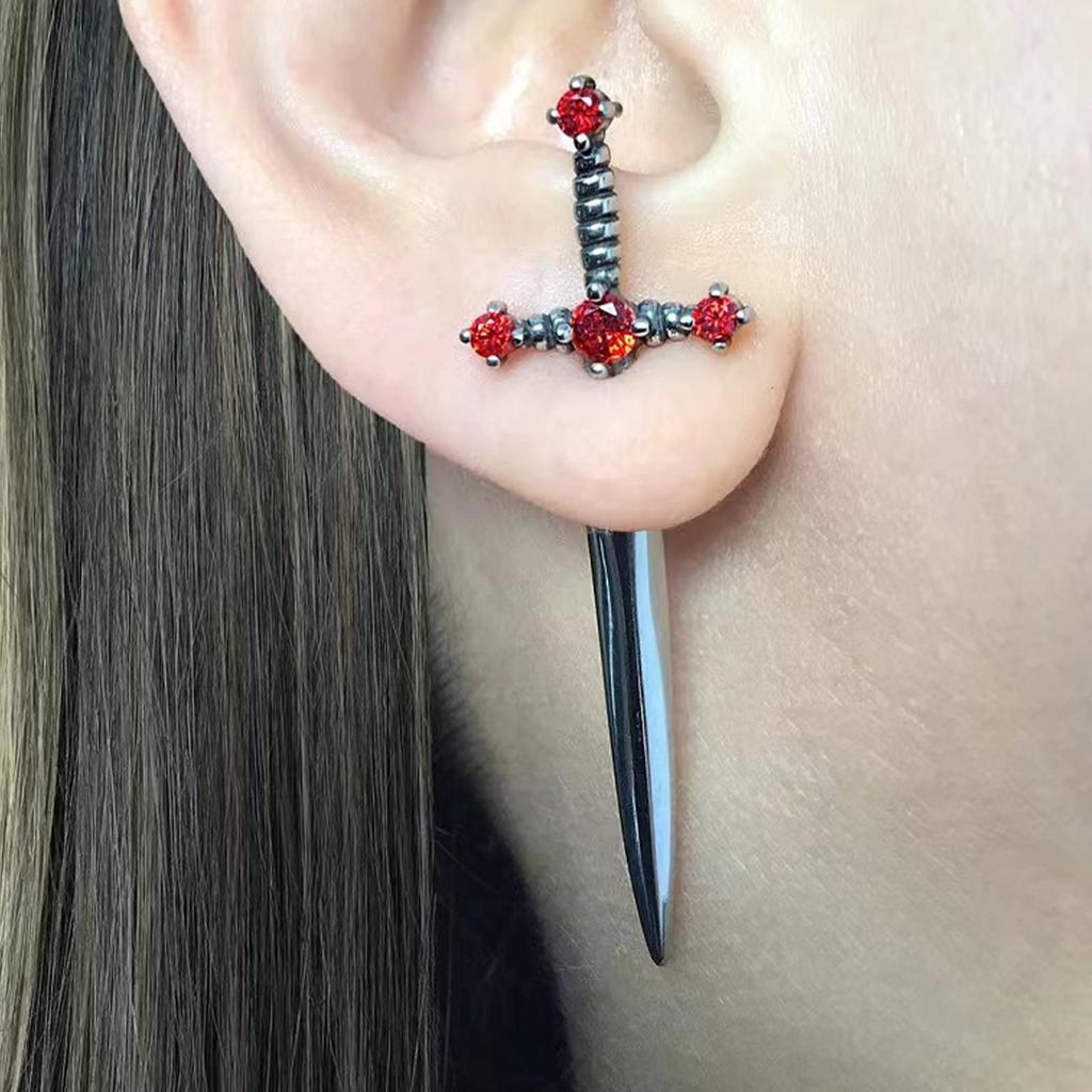 Lady's Earring Vintage Crystal Diamond Dagger Earrings