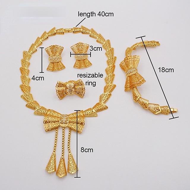 

Позолоченный комплект ювелирных украшений, женское ожерелье, серьги, браслет для свадьбы, итальянский бразильский золотой