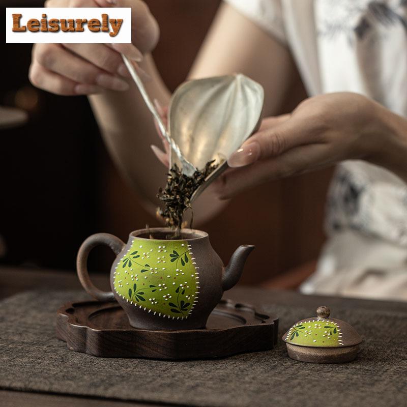 120ml Old Rock Clay Qingqiu Teapot Aesthetic Tea Infuser Pot Tea Making Kettle With Strainer Tea Services Accessories Craft Gift