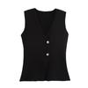 V-neck Knitted Waistcoat Top Single Breasted Vest Crop Coat Retro Knitwear Women  Streetwear