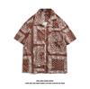 Straight Streetwear Fashion Casual Shirts Turn-down Collar Man Short Sleeve Button Printing Spring Summer Thin Men's Clothing