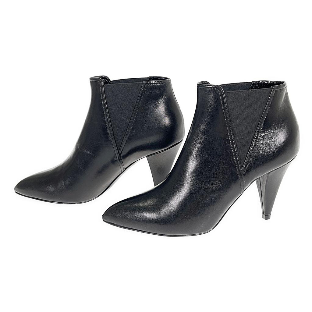 CELINE 38 Stiefel schwarzes Leder Damen