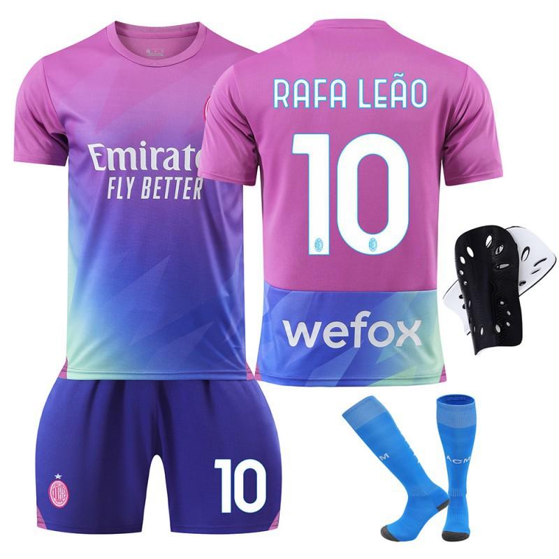 AC Milan 2 Set Maglia da Trasferta N.. 9 Giroud No. 10 Leone No. 11 Pulisic No. 19 Uniformi da Calcio Olimpiche Edizione per Fan