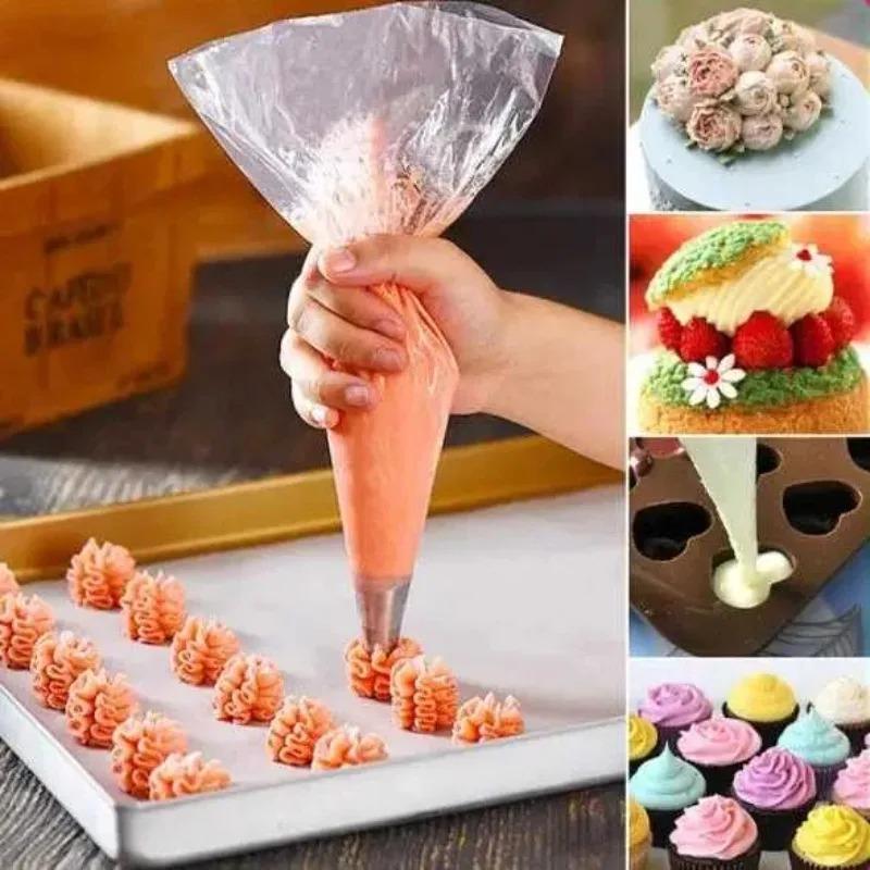 50pcs Thick Disposable Pastry Bags DIY Cake Cream Decoration Piping Bag for Fondant Frosting Cupcake Cookie Baking Supplies