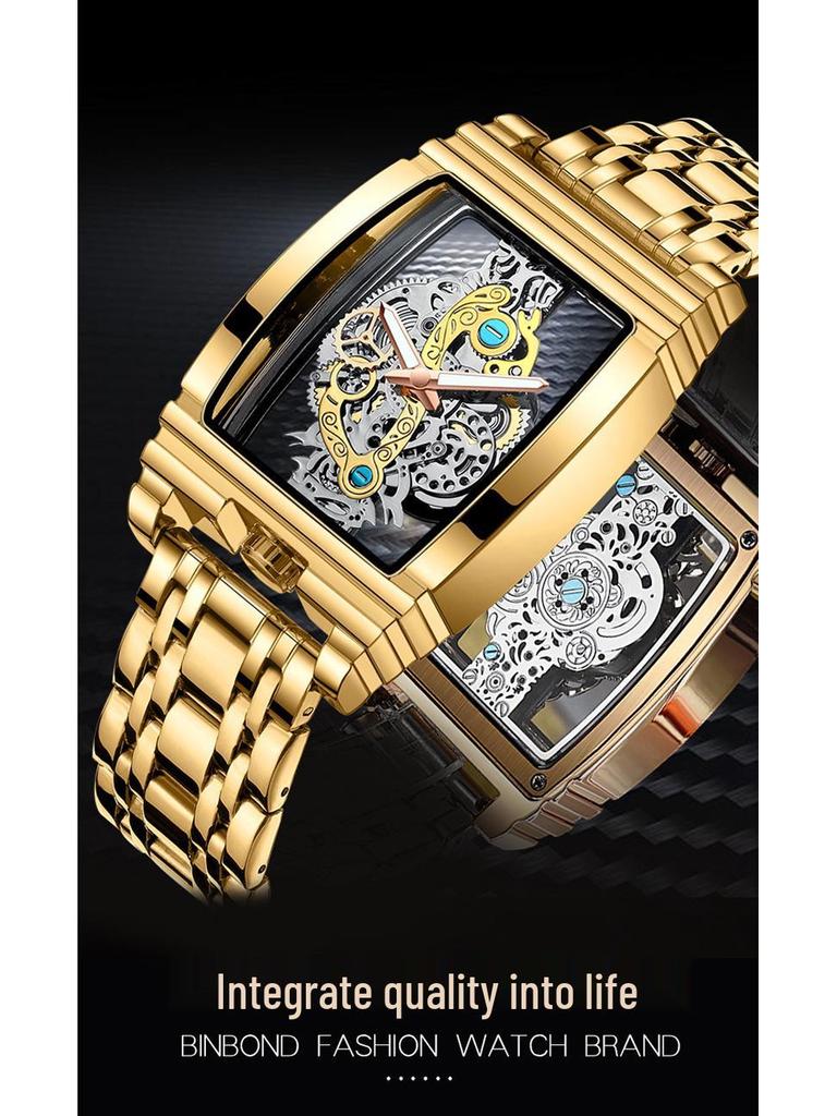 Men's Fashion Tourbillon Genuine Leather Motorcycle Watch - Waterproof & Luminous