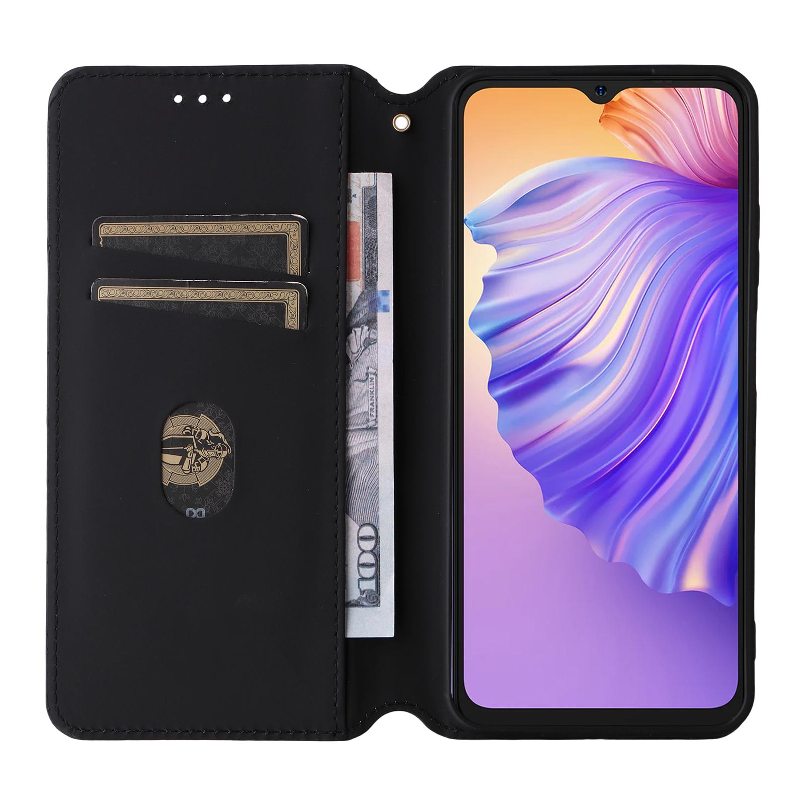 

For Ulefone Note 21 Case Wallet Rhombus Imprinted Leather Phone Cover Silver