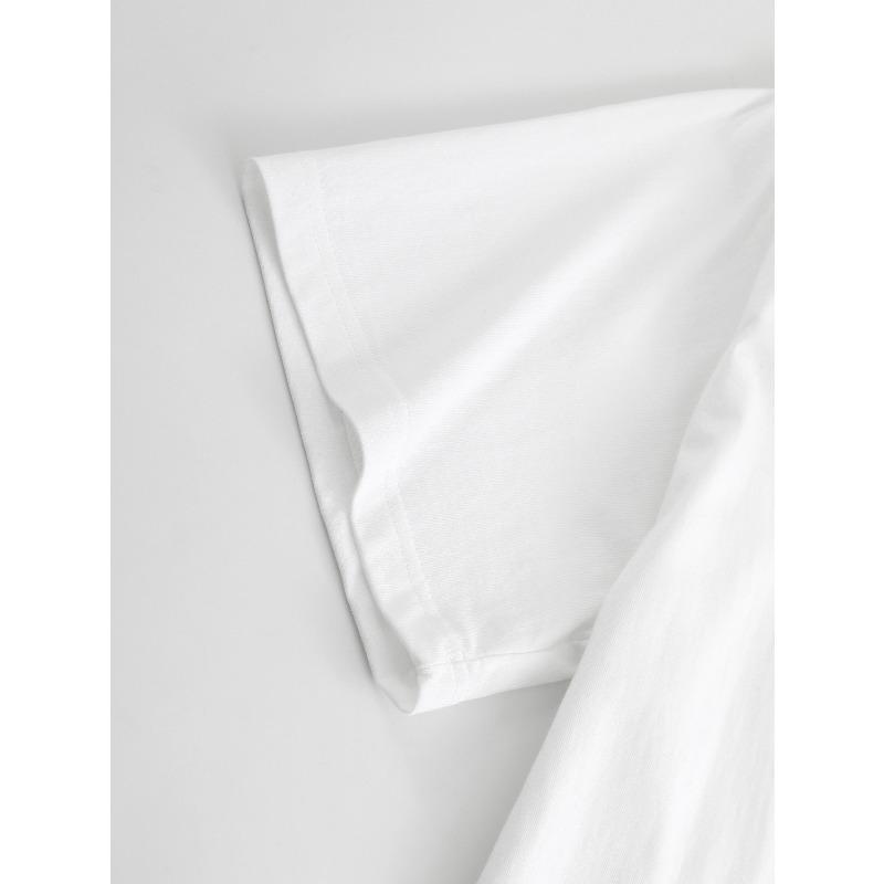 European Size Women'S T-Shirt-White Tee with Leopard Print 'L' & Pumpkin Accent - Breathable Everyday Casual Outfit - Soft Round Neck Short Sleeve Top