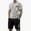 summer new casual sports suit Fashion breathable outdoor men's short-sleeved T-shirt + training shorts two-piece set