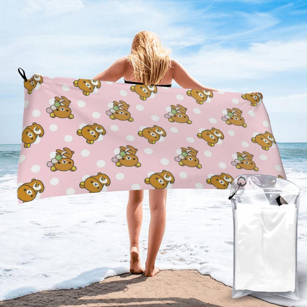 Lazy Bear Rilakkuma Beach Towel Soft Microfiber Quick Dry Absorbent Quick Towels For Swimming