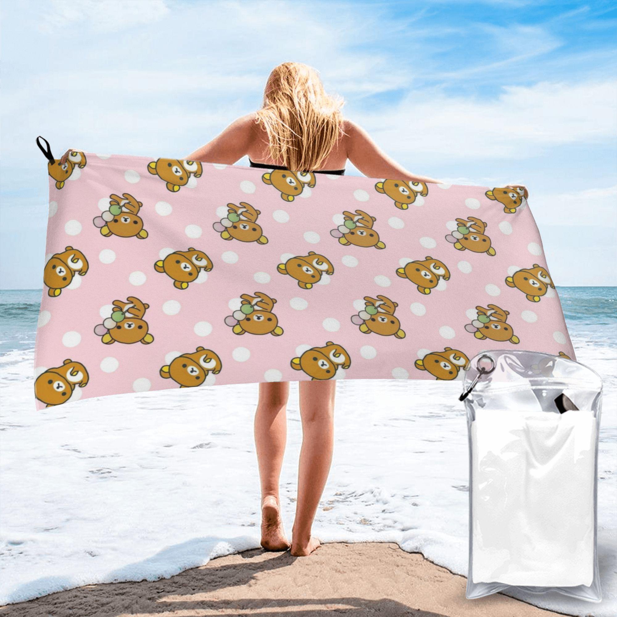 

Lazy Bear Rilakkuma Beach Towel Soft Microfiber Quick Dry Absorbent Quick Towels For Swimming W30*H60(CM)