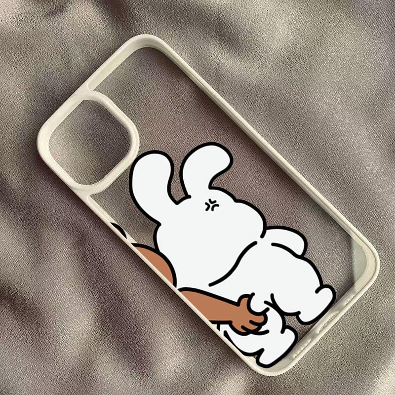Cute Rabbit Bear Couple Design Phone Case For iPhone 15 Pro Max Cases iPhone 16 14 13 12 11 Pro Max 7 8 Plus SE X XS XR Cover