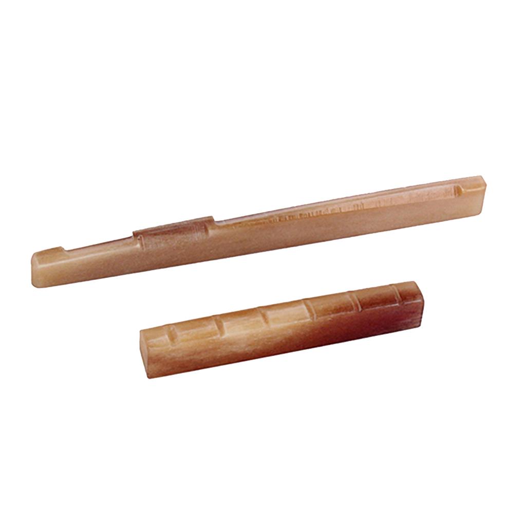 Buy Camel Bone Guitar Bridge Nut 43mm and Saddle for Folk Acoustic at