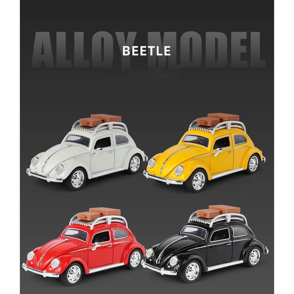 1/32 Beetle 1995 Classic Car Alloy Car Model Sound and Light Pull Back Children's Toy Collectibles Birthday Gift