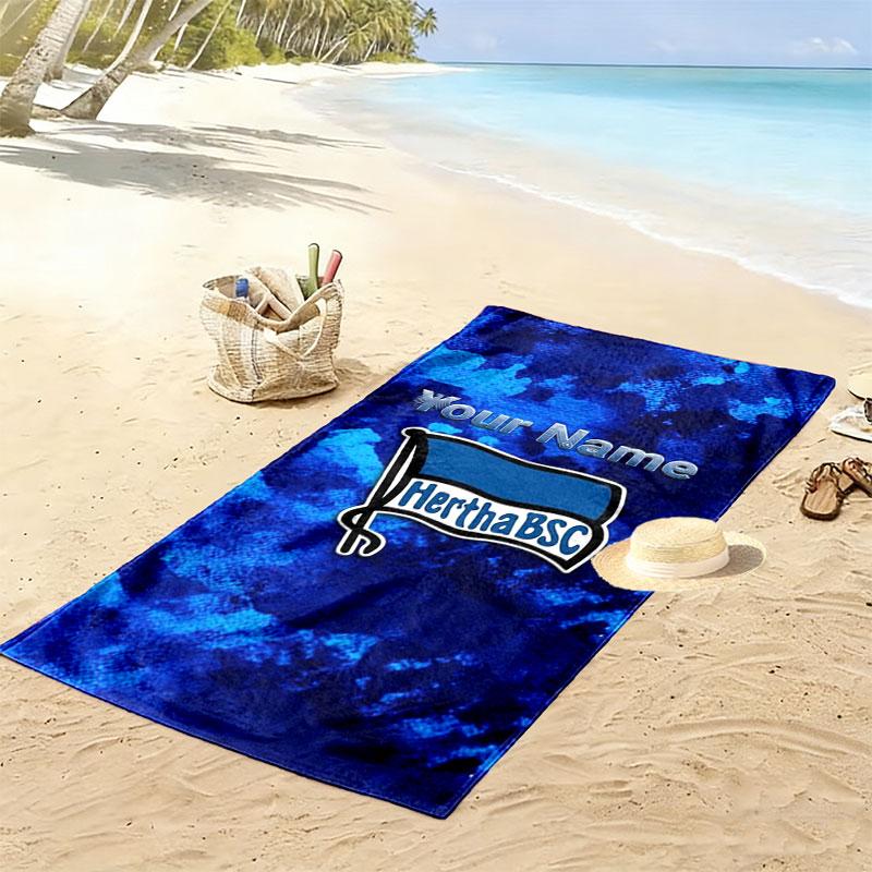 Hertha BSC Custom Name Print Beach Towel, Large Soft Quick Dry Towel for Beach Camping Swimming