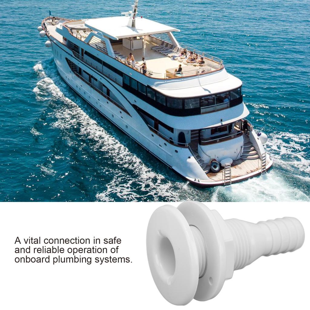 Boat Through Hull Connector 3Celsius4in ABS Plastic Hose Coupling Drain Outlet Accessory