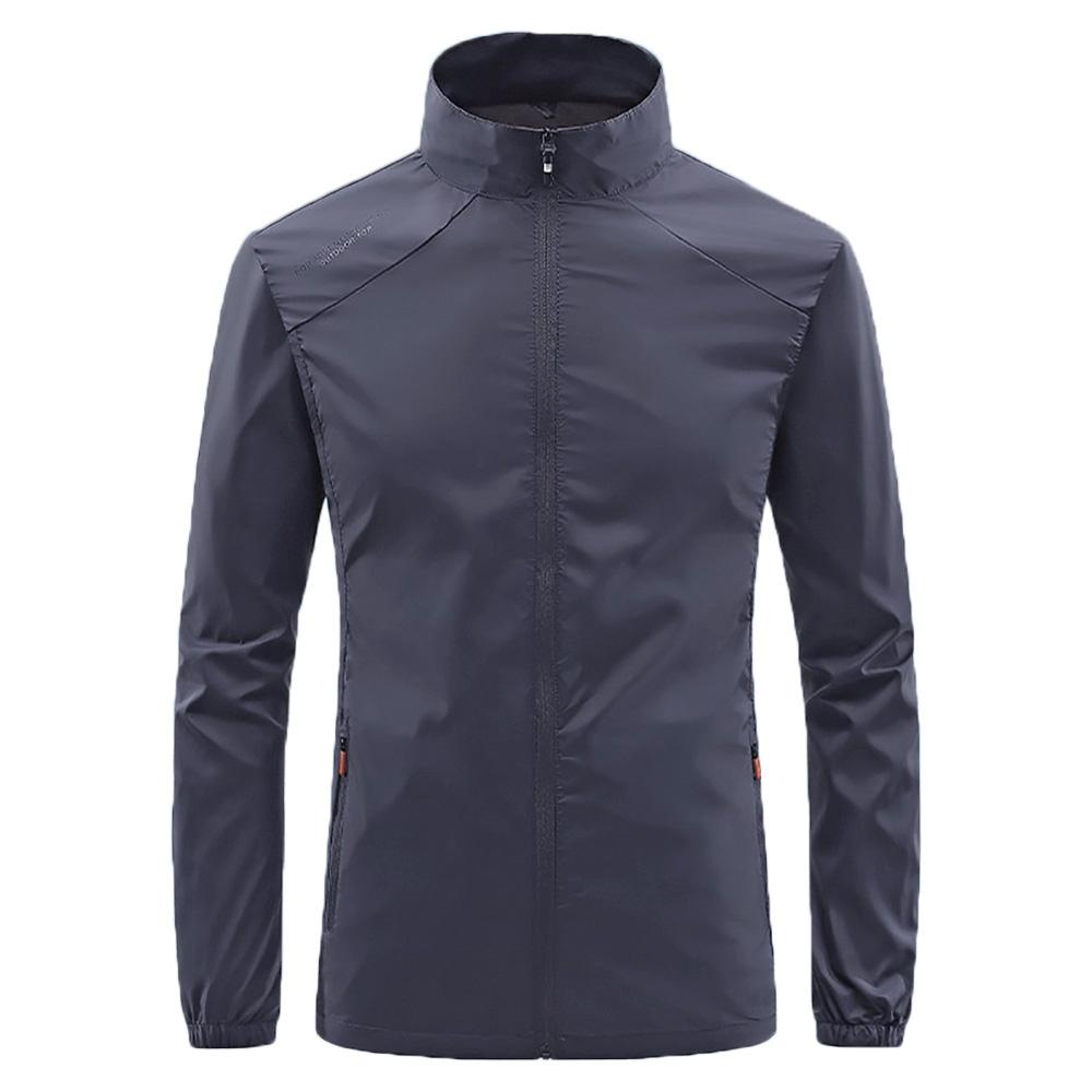 Lato Nowy Męski Płaszcz Ochronny na Skórę Lekki Oddychający Jedwab Lodowy Stójka Kurtka Przeciwsłoneczna Outdoor Kemping Jakcet