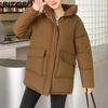 BITCED Women's Mid-Length Winter Waist-Defining Thickened Cotton Coat, Padded Jacket