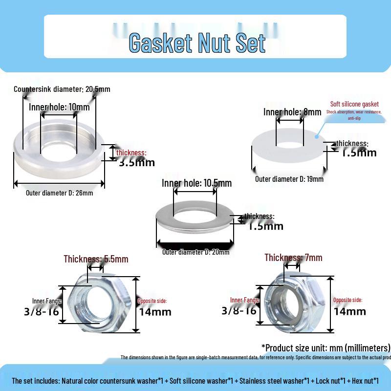 Stainless Steel 3/8 to 1/4 Pan Tilt Tripod Adapter with Dual Hole Conversion Nut