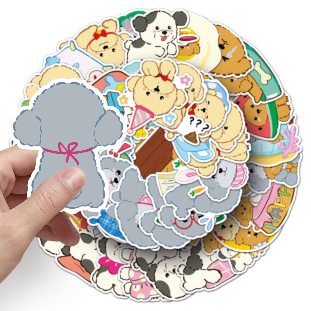 50 Teddy Dog Graffiti Stickers Personalized Cartoon Cute Dog Decoration Mobile Phone Water Cup Shell Stickers