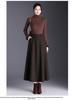 High-Waisted Wool A-Line Midi Skirt with Pockets for Autumn and Winter