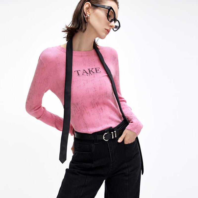 Retro Round Neck Long Sleeve Knit Sweater M