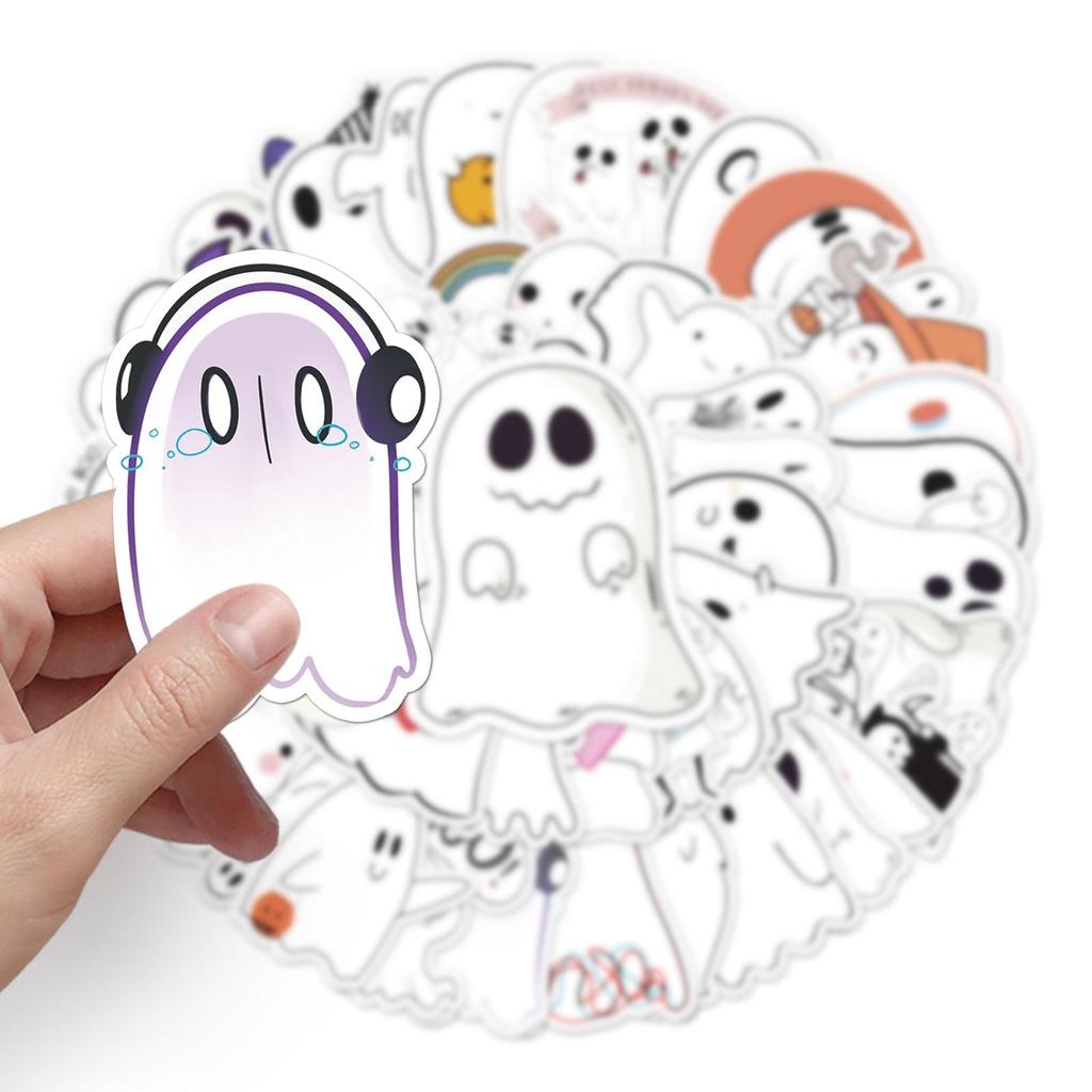 50 Cartoon Ghost Stickers for Halloween DIY Skateboard & Water Cup Decoration