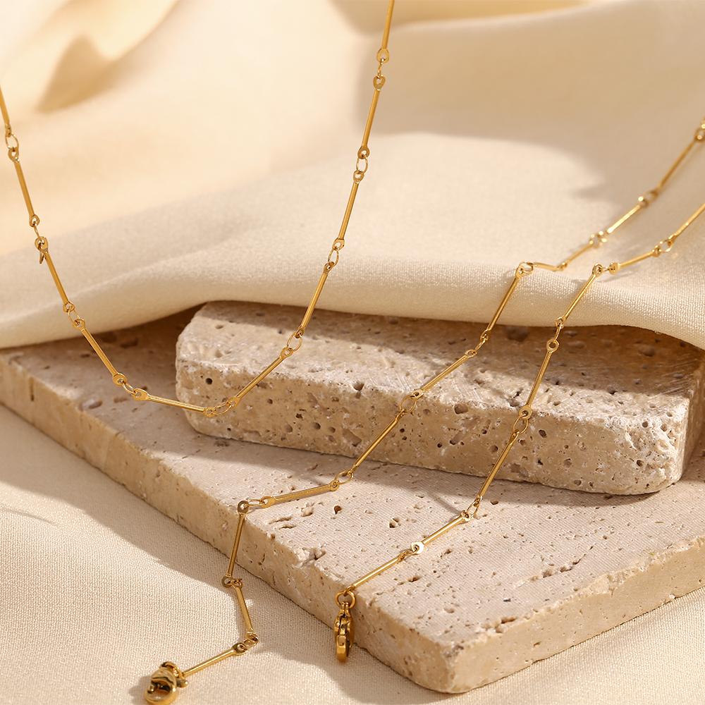 MamacitaSlay Minimalist Handmade Bone Chain coraline Waterproof Gold Plated Necklace Stainless steel jewelry woman Accessories