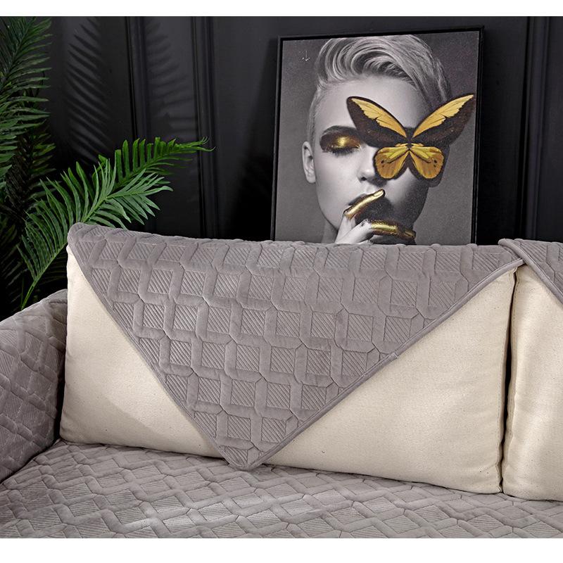 Four Seasons Universal Short Plush Sofa Cushion Thickened Non-Slip Cover Cloth Cushion All-Inclusive Sofa Universal Cover Anti-Scratching